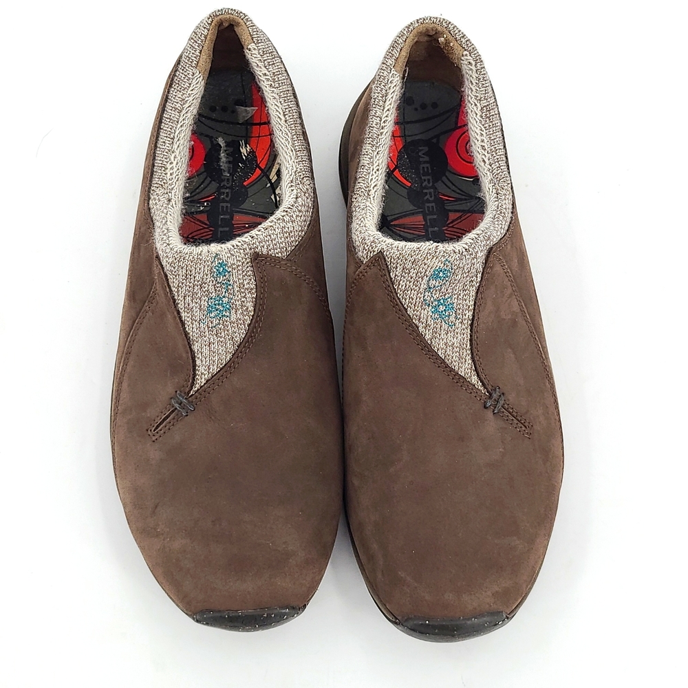 Timberland 10 brown tan turquoise  slip on shoes cute fall cozy